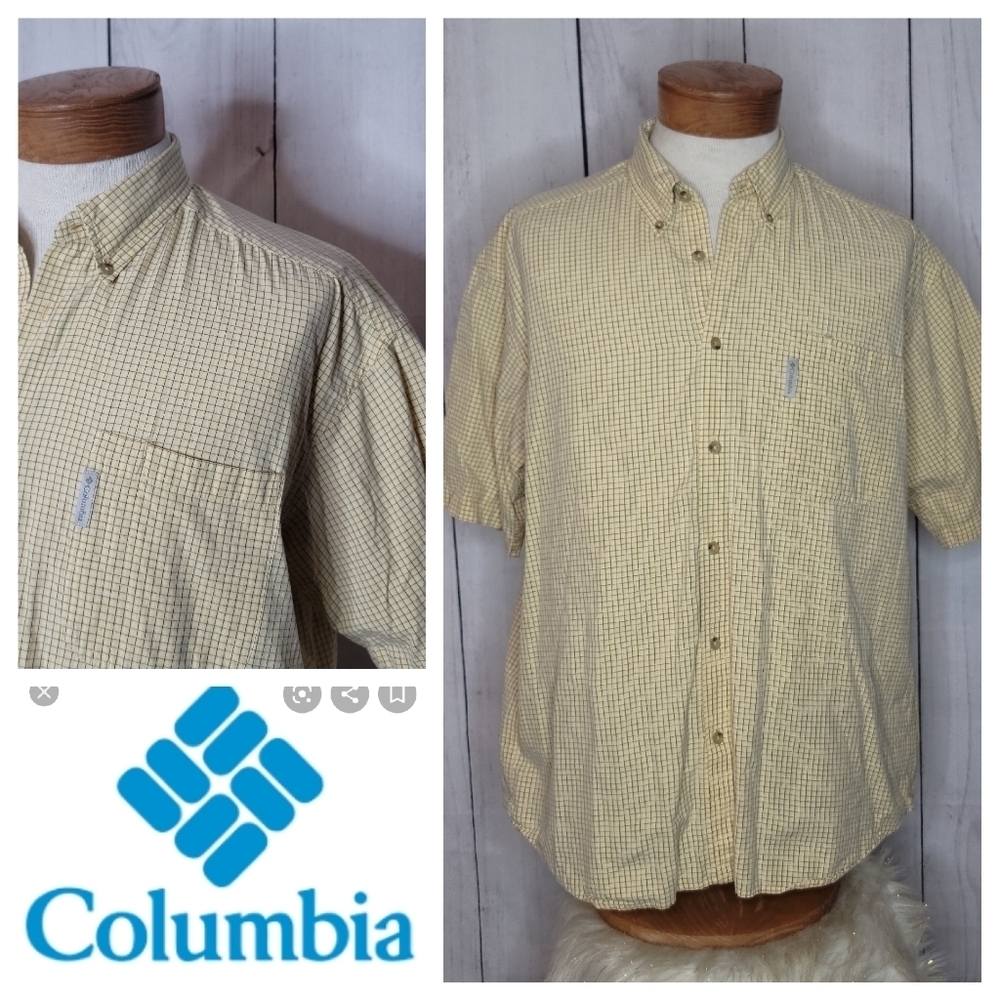 Columbia plaid short‎ sleeve button down
